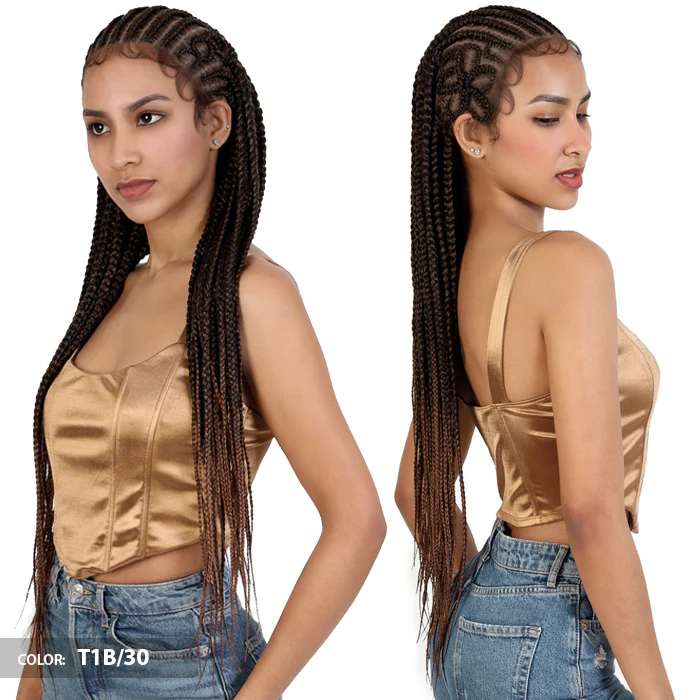 Motown Tress Glueless HD Whole Hand-Tied Hand-Braided Lace Wig - BOX BRAID FLAT TWIST TOP - Image 2