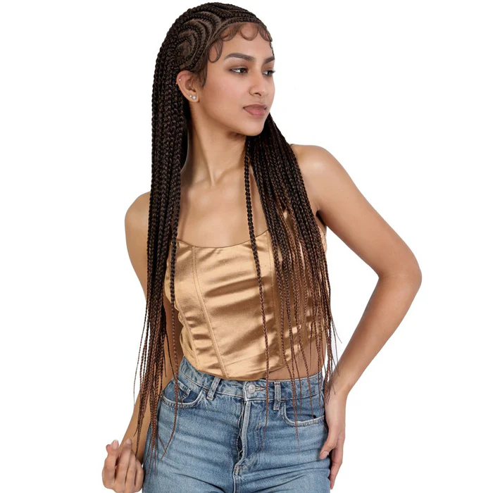 Motown Tress Glueless HD Whole Hand-Tied Hand-Braided Lace Wig - BOX BRAID SQUARE MAZE TOP