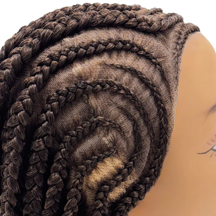 Motown Tress Glueless HD Whole Hand-Tied Hand-Braided Lace Wig - BOX BRAID SQUARE MAZE TOP - Image 4