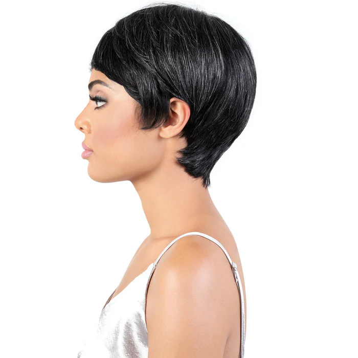 Motown Tress Human Hair Silver Gray Hair Full Wig - SH PIXIE - Image 4