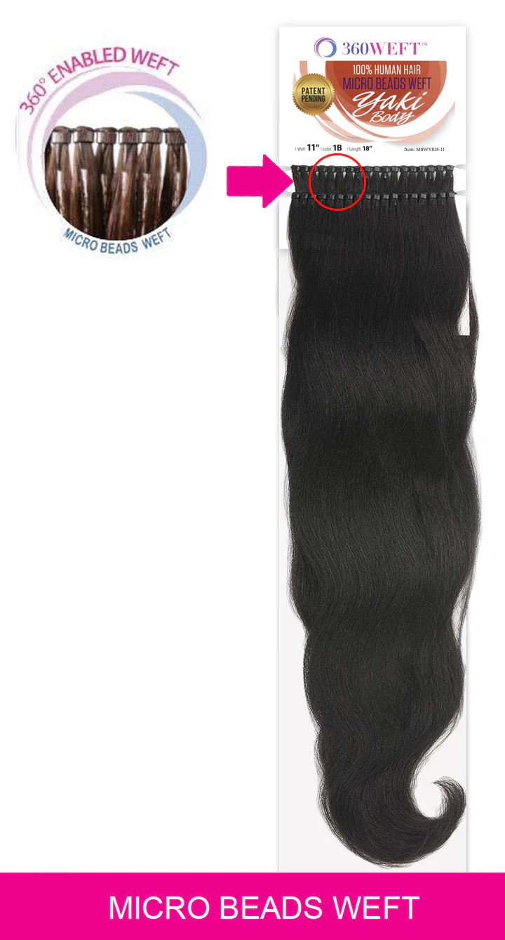 New Born Free 360 Weft 100% Human Hair Weave - MICRO BEADS WEFT YAKI BODY 18 Inch - Image 2