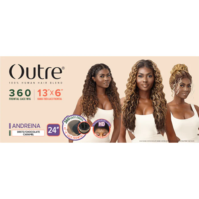 Outre 100% Human Hair Blend HD 360 Edge 13X6 Lace Front Wig - ANDREINA - Image 5