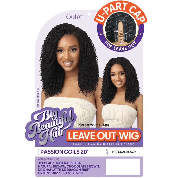 Outre 100% Human Hair Blend U Part Cap Leave Out Wig - PASSION COILS 20 - Image 5