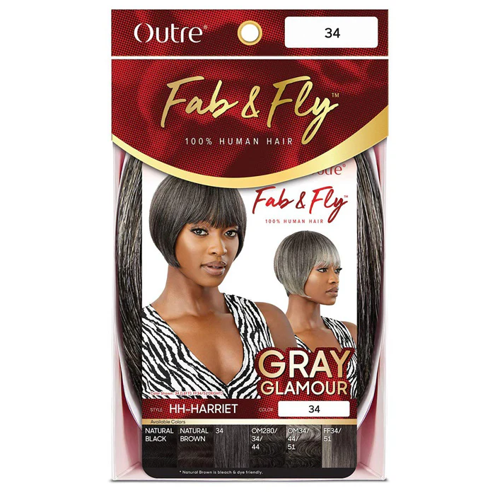 Outre 100% Human Hair Fab & Fly Gray Glamour Full Cap Wig HARRIET - Image 4