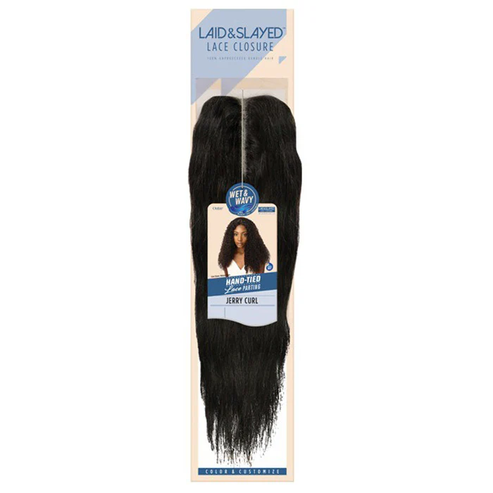 Outre 100% Unprocessed Bundle Hair Laid & Slayed Wet & Wavy Lace Closure - JERRY CURL 12-16" - Image 2