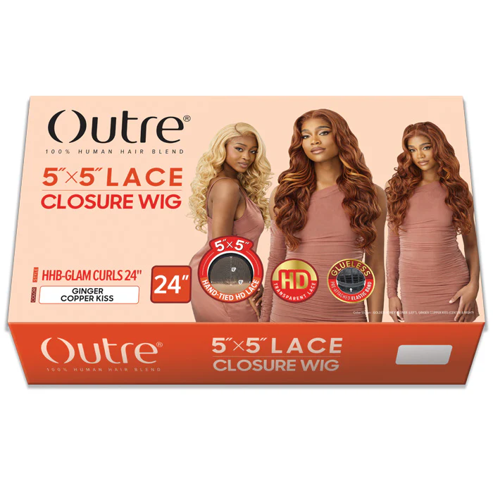 Outre 5x5 Lace Closure Wig 100% Human Hair Blend Glueless HD Lace Front Wig - HHB-GLAM CURLS 24" - Image 5