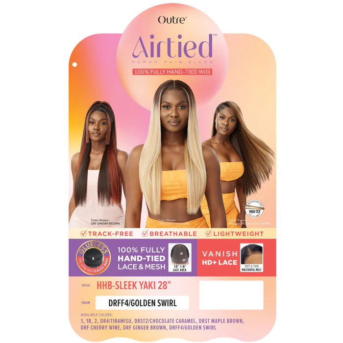 Outre Airtied Human Hair Blend Glueless 100% Fully Hand-Tied 13X6 HD Lace Front Wig - HHB-SLEEK YAKI 28" - Image 5