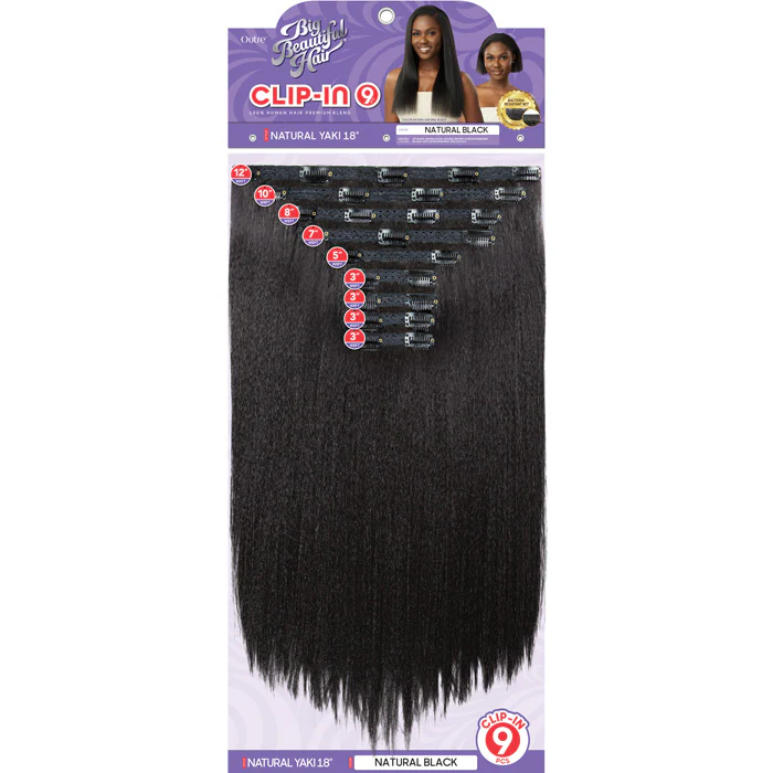 Outre Big Beautiful Hair Human Hair Blend Clip-In 9 Weave - Natural Yaki 18" - Image 7