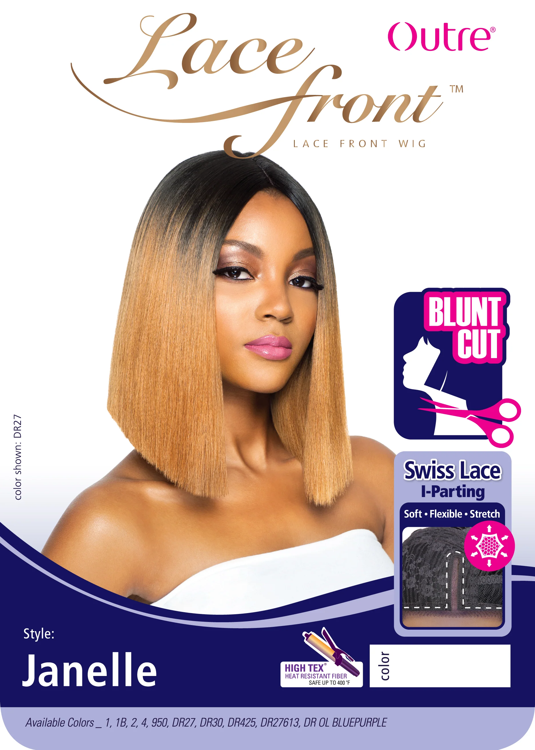 Outre Blunt Cut Swiss Lace Synthetic I-Parting Lace Front Wig JANELLE - Image 2