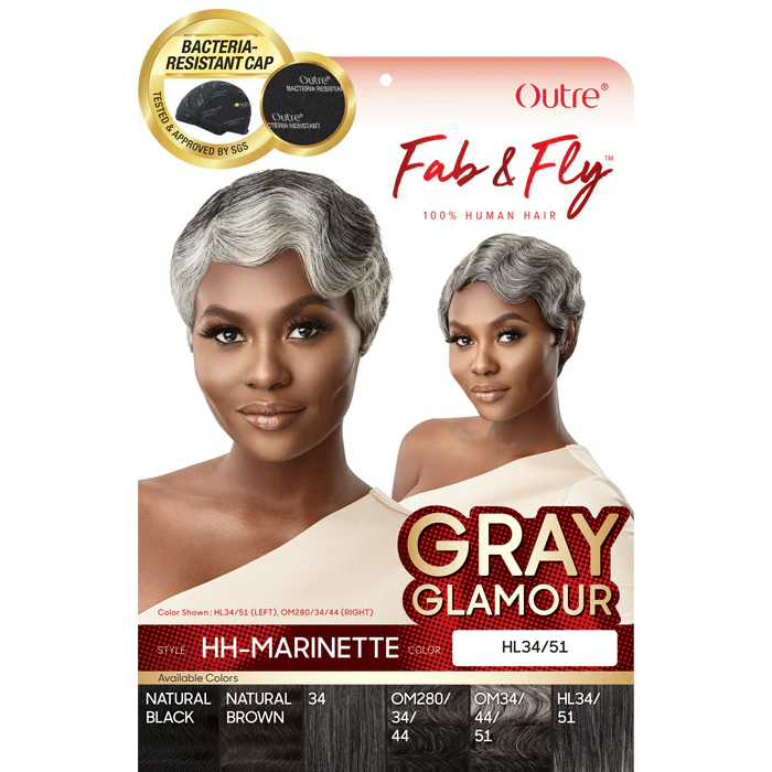 Outre 100% Human Hair Full Cap Wig Gray Glamour - HH-MARINETTE - Image 4