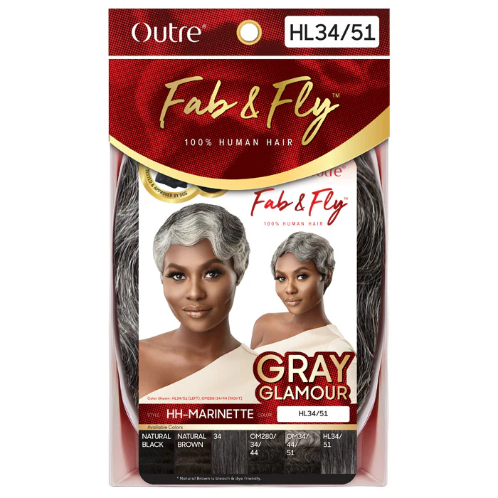 Outre 100% Human Hair Full Cap Wig Gray Glamour - HH-MARINETTE - Image 5