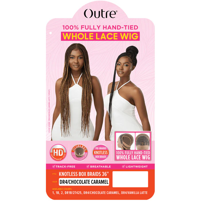 Outre Glueless 100% Fully Hand-Tied Pre-Braided HD Transparent Whole Lace Wig - KNOTLESS BOX BRAIDS 36" - Image 4