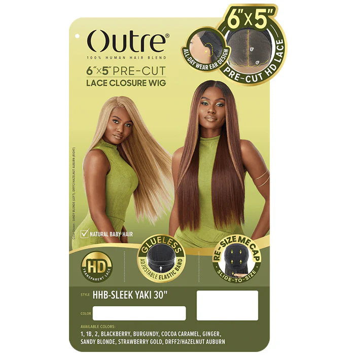 Outre Glueless 6x5 Pre-Cut Lace Closure Wig - HHB-SLEEK YAKI 30" - 100% Human Hair Blend - Image 4