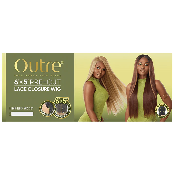 Outre Glueless 6x5 Pre-Cut Lace Closure Wig - HHB-SLEEK YAKI 30" - 100% Human Hair Blend - Image 5
