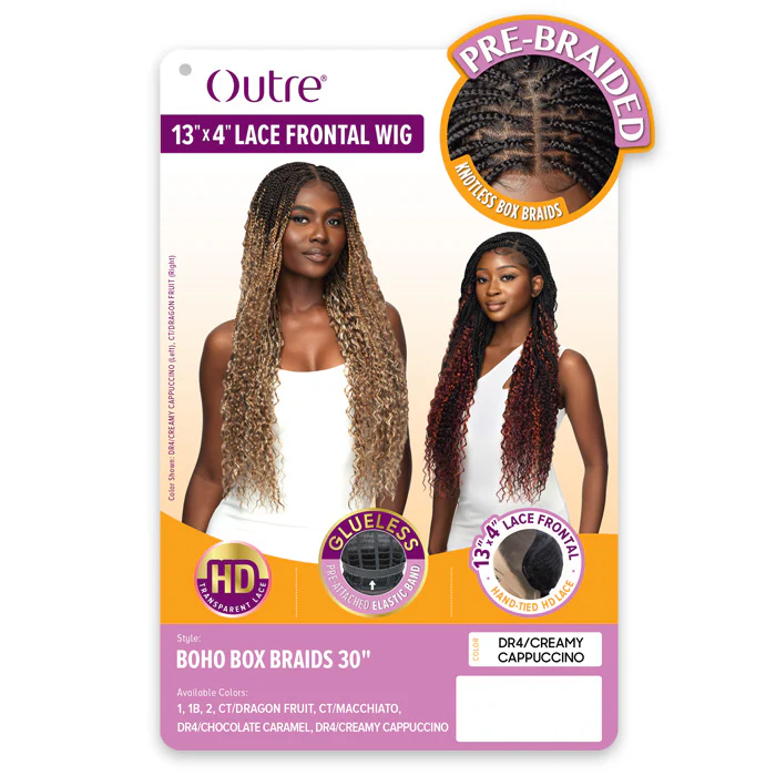 Outre Glueless Hand-Tied Pre-Braided 13X4 HD Lace Front Wig - BOHO BOX BRAID 30" - Image 4