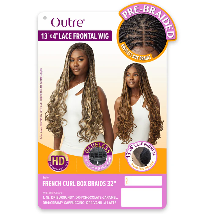 Outre Glueless Hand-Tied Pre-Braided 13X4 HD Lace Front Wig - FRENCH CURL BOX BRAID 32" - Image 4