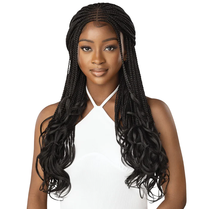 Outre Glueless Pre-Braided 4X4 HD Lace Front Wig - MIDDLE PART FRENCH CURL BOX BRAIDS 26" - Image 2