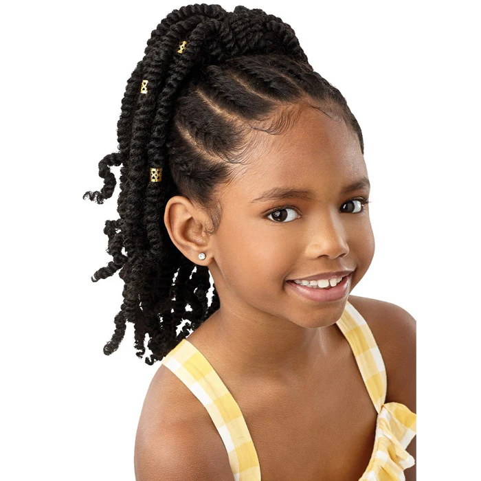 Outre Lil Looks Kids Drawstring Ponytail - GOLD CUFFED BOMB TWISTS 12"