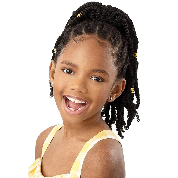 Outre Lil Looks Kids Drawstring Ponytail - GOLD CUFFED BOMB TWISTS 12" - Image 2