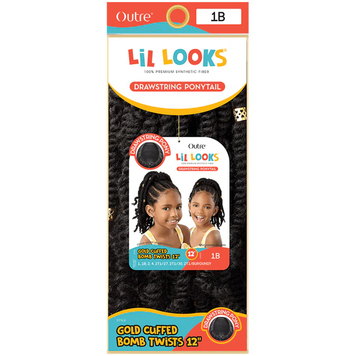 Outre Lil Looks Kids Drawstring Ponytail - GOLD CUFFED BOMB TWISTS 12" - Image 5