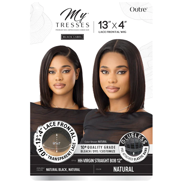 Outre My Tresses Black Label Glueless HD 13x4 Lace Frontal Wig - HH-VIRGIN STRAIGHT BOB 12" - 100% Unprocessed Human Hair - Image 5