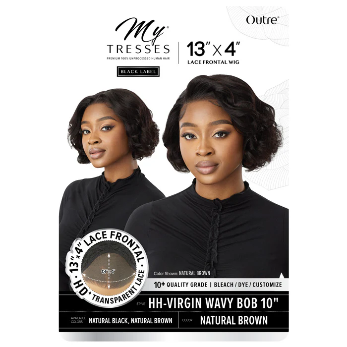 Outre My Tresses Black Label Premium 100% Unprocessed Human Hair HD 13x4 Lace Front Wig - HH-VIRGIN WAVY BOB 10" - Image 5