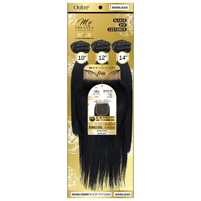 OUTRE MYTRESSES GOLD LABEL 100% HUMAN HAIR WEAVE WITH CLOSURE - NATURAL STRAIGHT 10-22" - Image 2