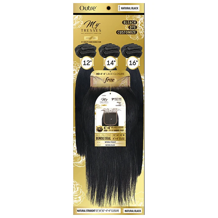 OUTRE MYTRESSES GOLD LABEL 100% HUMAN HAIR WEAVE WITH CLOSURE - NATURAL STRAIGHT 10-22" - Image 3
