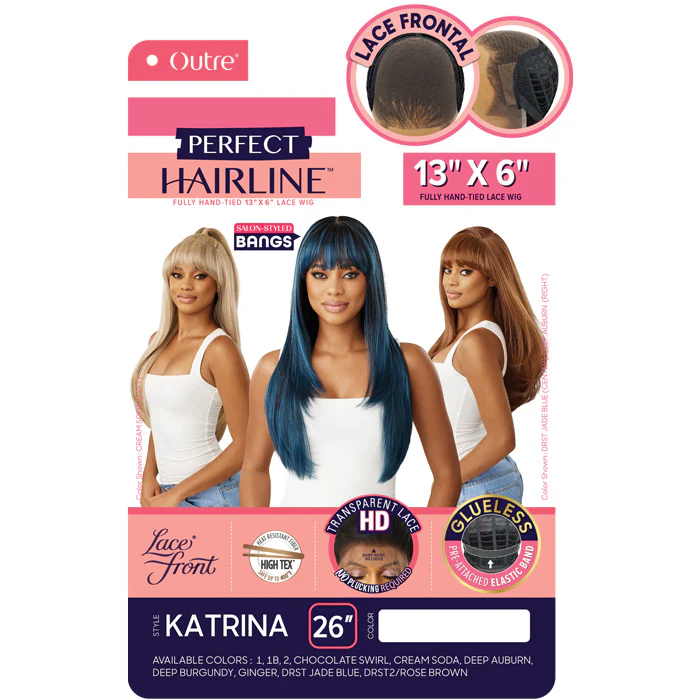 Outre Perfect Hairline Glueless 13x6 HD Lace Front Wig - KATRINA - Salon-Styled Bangs - Image 4