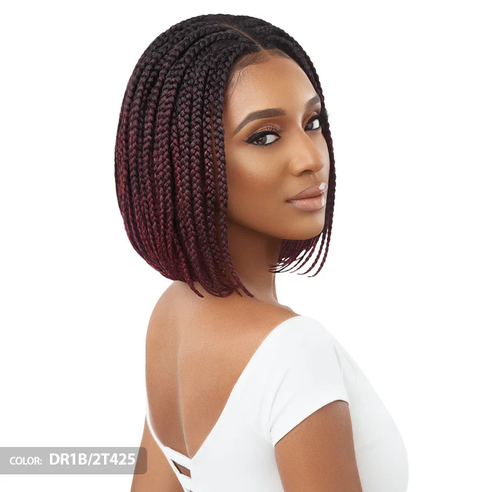 Outre Pre Braided 4X4 HD Lace Front Wig - BOX BRAID BOB 12" - Image 2