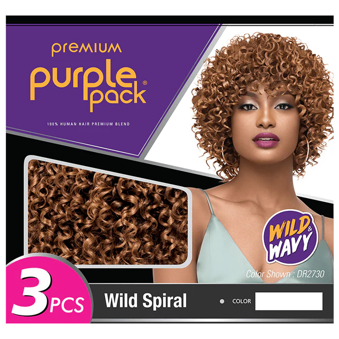Outre Premium Purple Pack Wild & Wavy Weave 100% Human Hair Blend - WILD SPIRAL 3 Pcs - Image 4