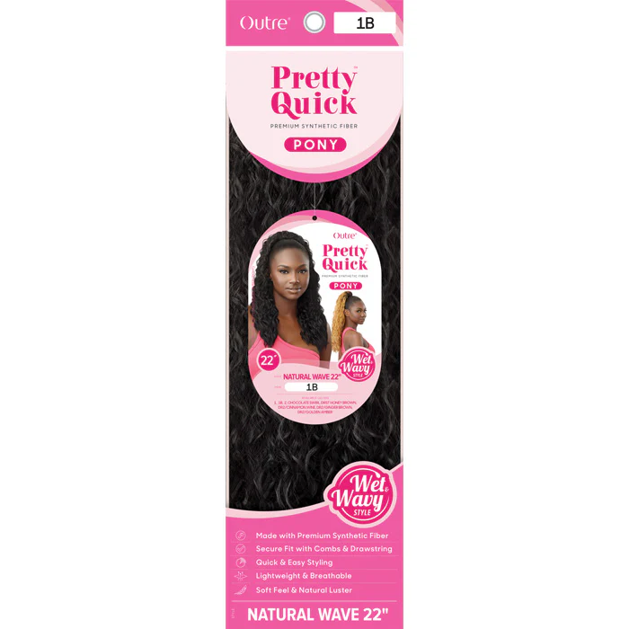Outre Pretty Quick Wet & Wavy Drawstring Ponytail - NATURAL WAVE 22" - Image 6