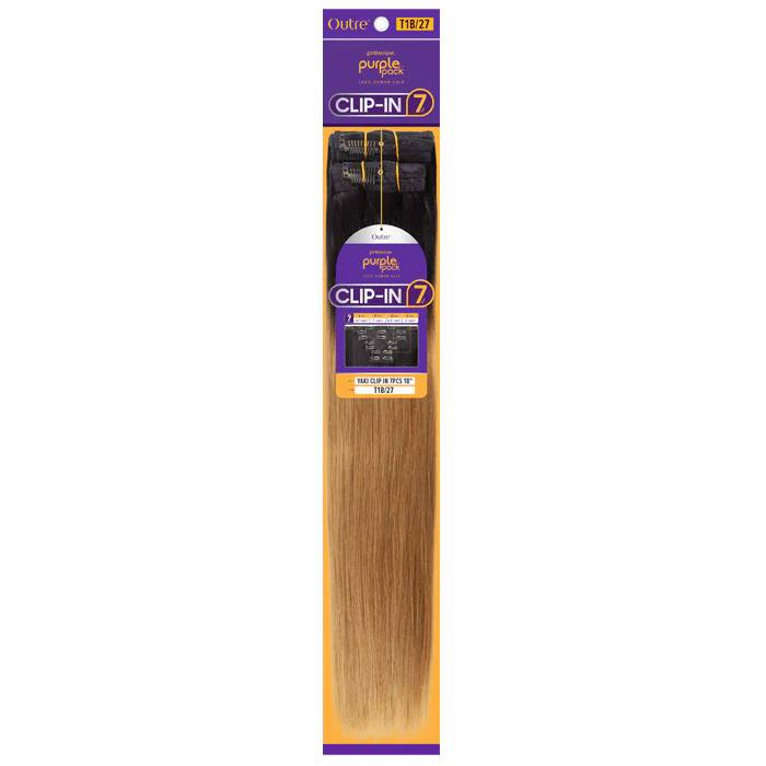 Outre Purple Pack 100% Human Hair Weave - YAKI CLIP-IN 7 PCS 18"