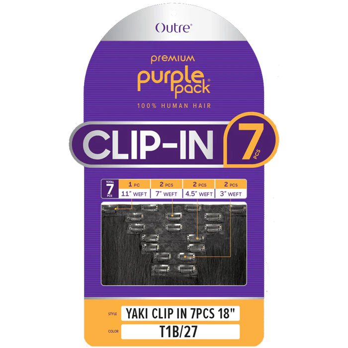 Outre Purple Pack 100% Human Hair Weave - YAKI CLIP-IN 7 PCS 18" - Image 2