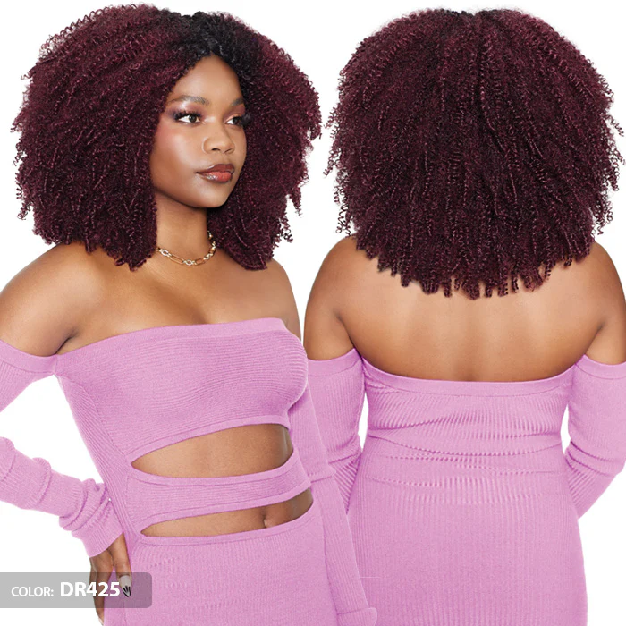 Outre Purple Pack Brazilian Boutique 100% Human Hair Blend Weave - MIRACLE COILY FRO 5 PCS + Free 4" Deep Lace Closure - Image 2