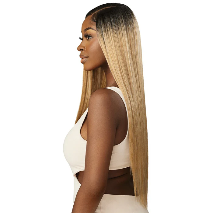 Outre Purple Pack Brazilian Boutique Human Hair Blend Weave - SLEEK PRESSED 4PCS (18/20/22"+ 4X4 HD lace closure) - Image 2