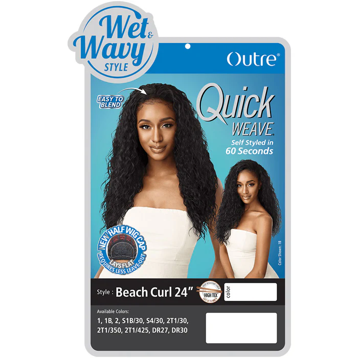 Outre Quick Weave Wet & Wavy Style Half Wig - BEACH CURL 24" - Image 4