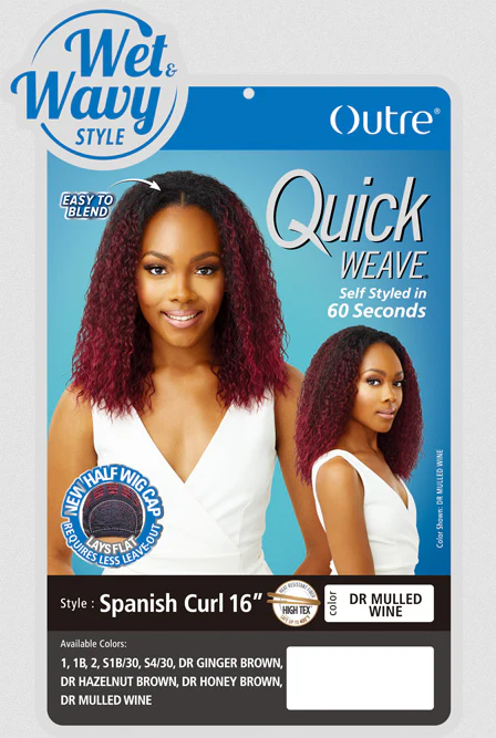 Outre Synthetic Quick Weave Wet & Wavy Style Half Wig - SPANISH CURL 16" - Image 5