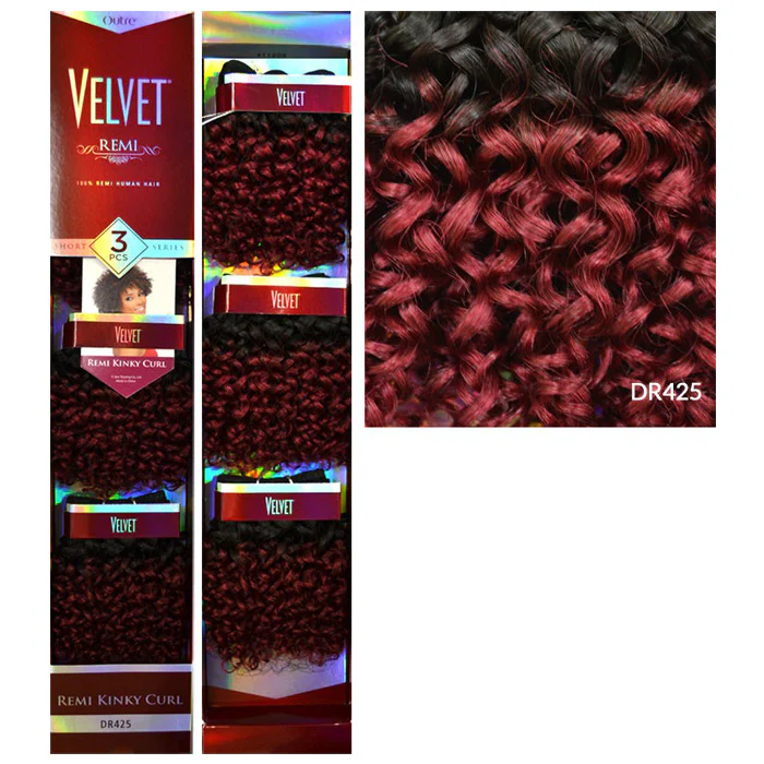 Outre Velvet Short Series 100% Remi Human Hair Weave - KINKY CURL 3 Pcs - Image 2