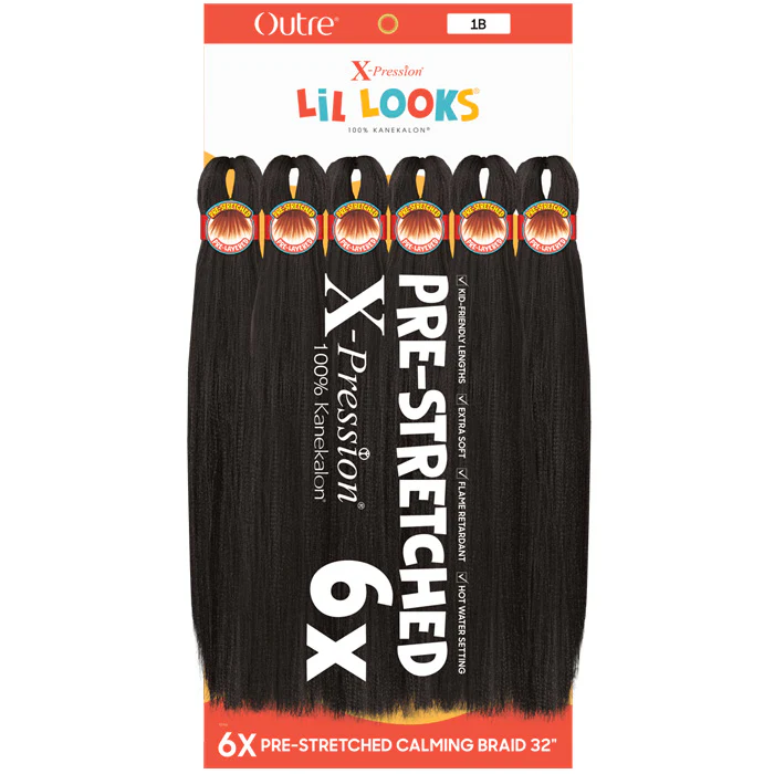 Outre X-Pression Lil Looks 100% Kanekalon Crochet - 6X PRE-STRETCHED CALMING BRAID 32"