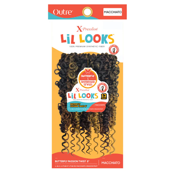 Outre X-Pression Lil Looks Kids Pre-Loop Crochet Braid - BUTTERFLY PASSION TWIST 8