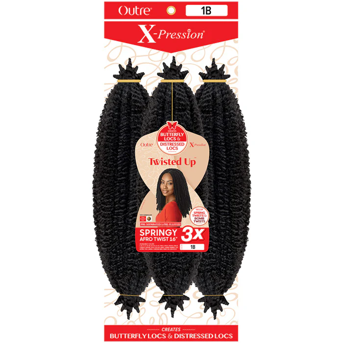 Outre X-Pression Twisted Up Crochet Braid - 3X SPRINGY AFRO TWIST 16" - Image 4