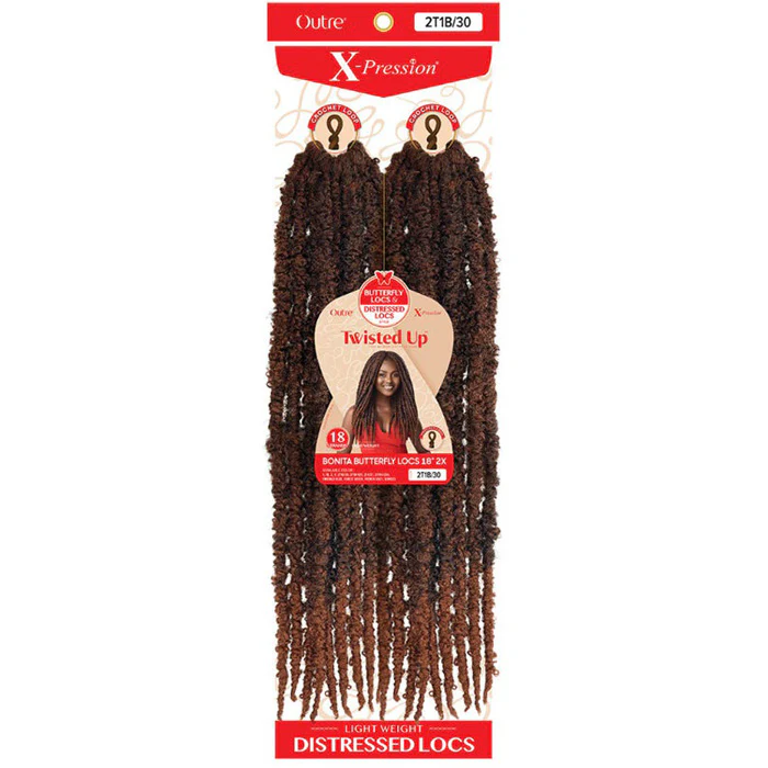 Outre X-Pression Twisted Up Destressed Loop Crochet Braid - 2X BONITA BUTTERFLY LOCS 18" - Image 3
