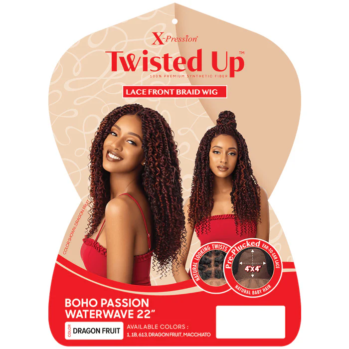 Outre X-Pression Twisted Up Glueless 4x4 Lace Front Braid Wig - BOHO PASSION WATERWAVE 22" - Image 4