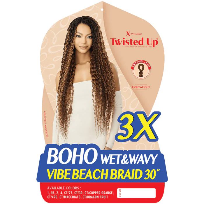 Outre X-Pression Twisted Up Pre-Loop Crochet Braid - BOHO WET & WAVY VIBE BEACH BRAID 30" 3X - Image 3