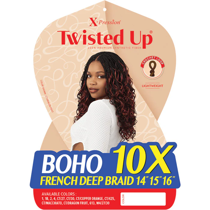 Outre X-Pression Twisted Up Pre-Looped Crochet Braid - BOHO FRENCH DEEP BRAID 14"15"16" 10X - Image 2
