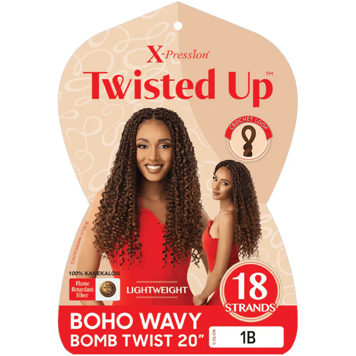 Outre X-Pression Twisted Up Pre-Looped Crochet Braid - BOHO WAVY BOMB TWIST 20" - Image 3