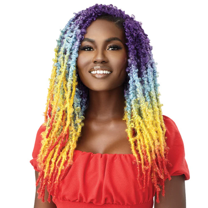 Outre X-Pression Twisted Up Pre-Looped Crochet Braids - BUTTERFLY JUNGLE ISLAND SUMMER LOCS 18"