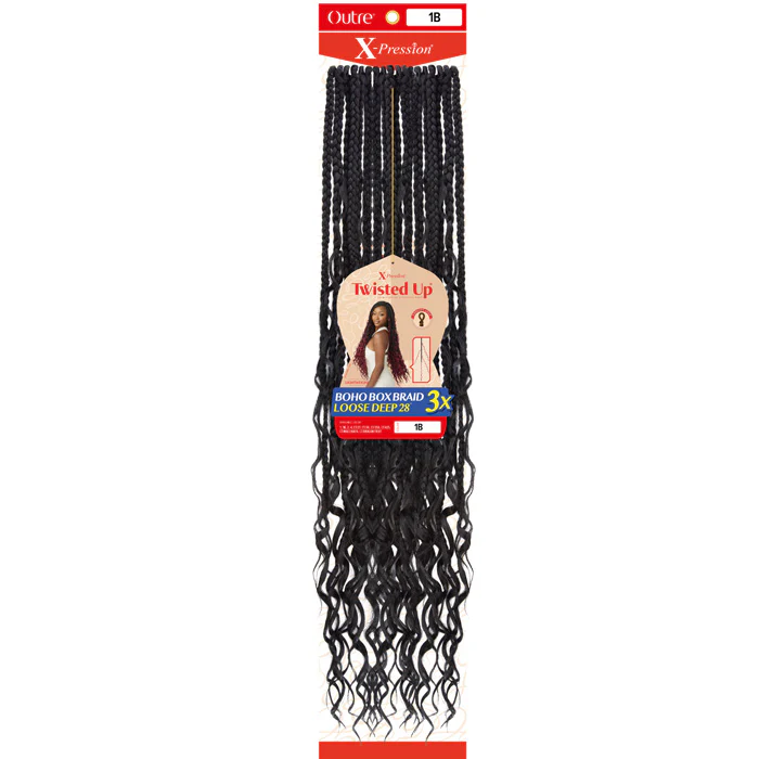 Outre X-Pression Twisted Up Synthetic Crochet Loop Braid - BOHO BOX BRAID LOOSE DEEP 28 3X - Image 3