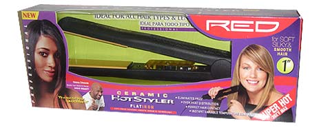 Red Ceramic Hot Styler Ceramic Tourmaline Flat Iron 3/4 inch - Image 2
